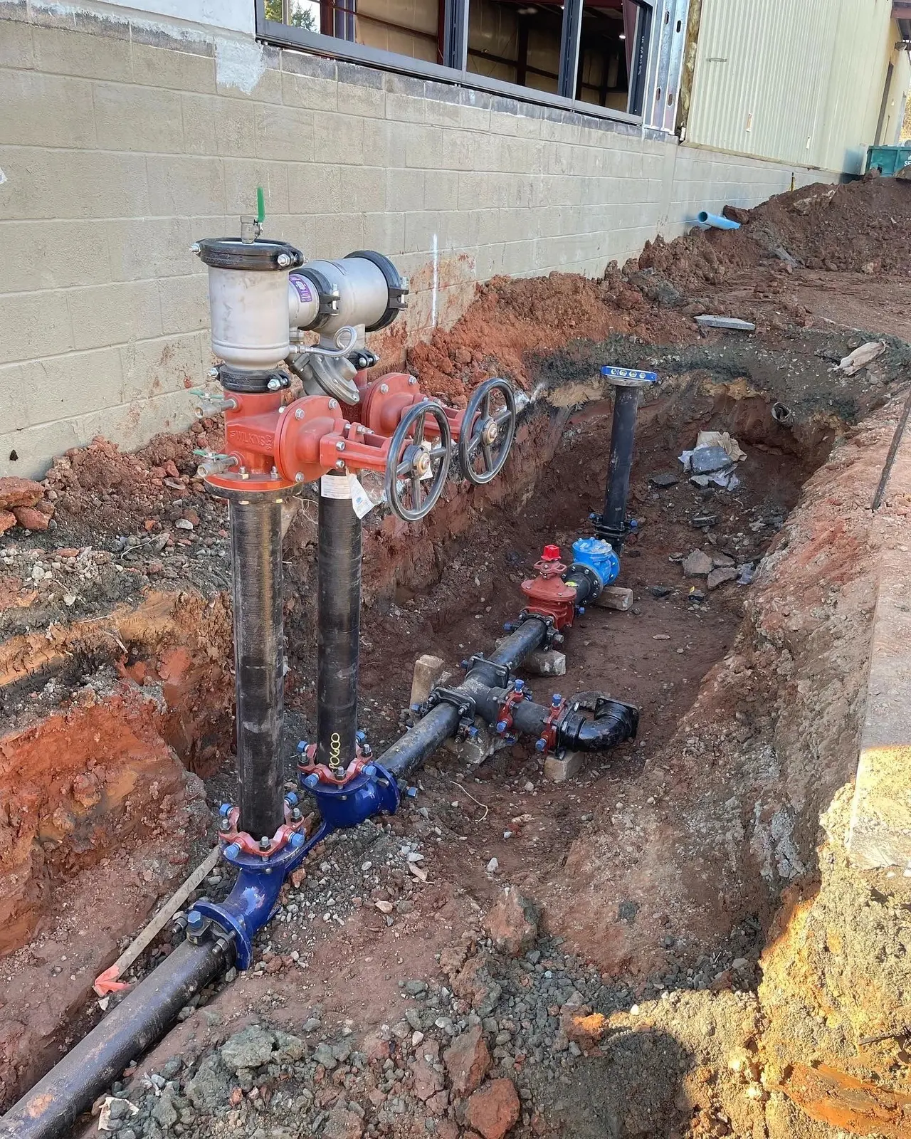 Commercial water utility and backflow assembly installation